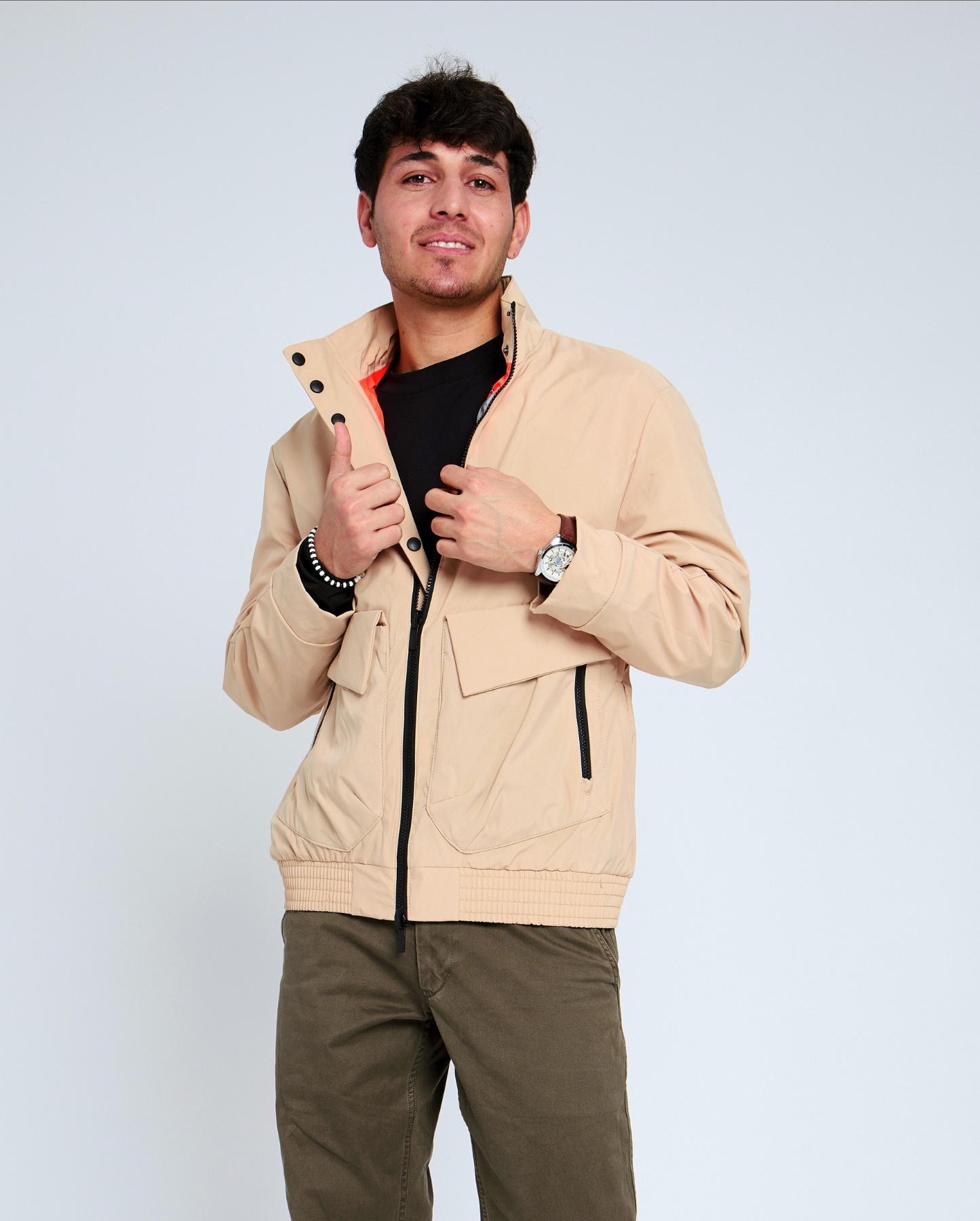 veste vélo ville réversible beige