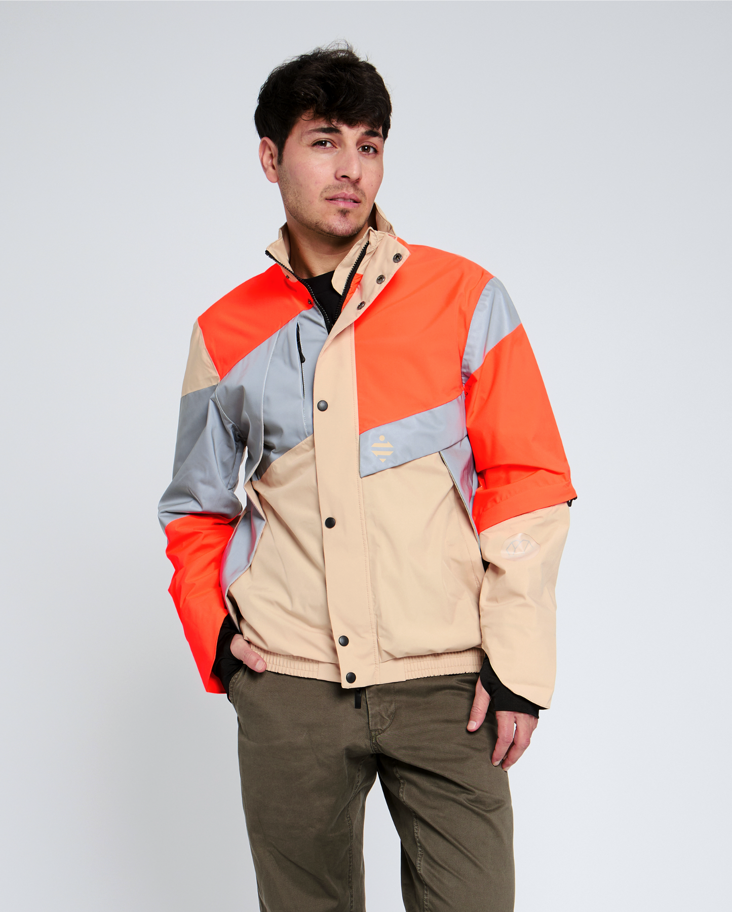 veste vélo urbain orange fluo beige